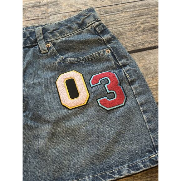 Wild Fable Women's Mini Skirt Denim Patches Y2k Butterfly Womens Size 6 - Picture 3 of 7